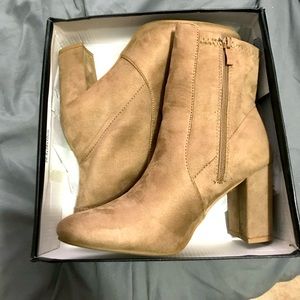 Tan heeled booties
